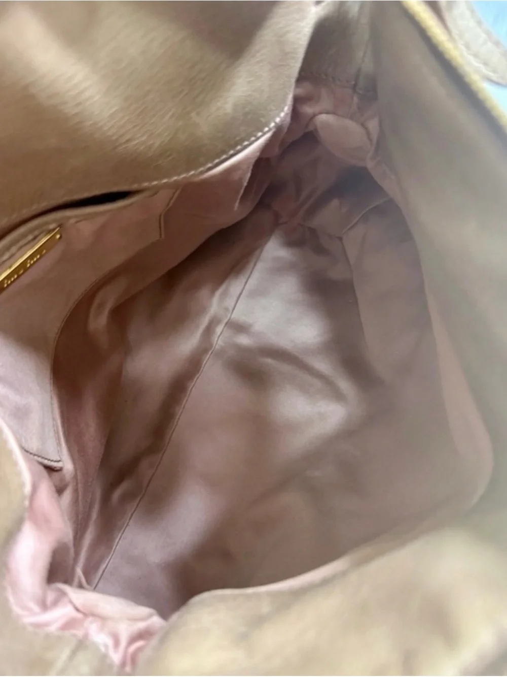 Miu Miu Tan Leather Satchel with Gold-Tone Hardware